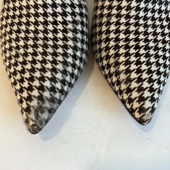 Gianvito Rossi Houndstooth Kitten-Heel Pointed Toe Loafer Pumps